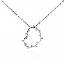 Load image into Gallery viewer, Sterling Silver Fancy Single Open Heart Pendant with Thorn-Like Clear Cz AccentAnd Pendant Dimensions of 18.5MMx19.05MM