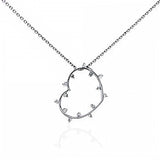 Sterling Silver Fancy Single Open Heart Pendant with Thorn-Like Clear Cz AccentAnd Pendant Dimensions of 18.5MMx19.05MM