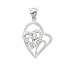 Load image into Gallery viewer, Sterling Silver Stylish Heart Pendant Embedded with Clear Cz StonesAnd Pendant Dimensiosn of 18MMx28.58MM
