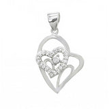 Sterling Silver Stylish Heart Pendant Embedded with Clear Cz StonesAnd Pendant Dimensiosn of 18MMx28.58MM