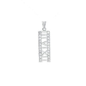 Sterling Silver Fancy Roman Number  3And6And12  Pendant with White CzAnd Pendant Dimensions of 10MMx34.93MM