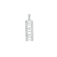 Load image into Gallery viewer, Sterling Silver Fancy Roman Number  3And6And12  Pendant with White CzAnd Pendant Dimensions of 10MMx34.93MM