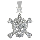 Sterling Silver Fancy Skull & Crossbones Pendant with White CzAnd Pendant Dimensions of 24MMx26.99MM
