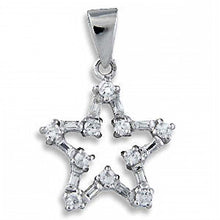 Load image into Gallery viewer, Sterling Silver Fancy Open Star Pendant with White Cz on Each CornerAnd Pendant Dimensions of 15.86MMx22.23MM