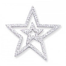 Load image into Gallery viewer, Sterling Silver Fancy Double Open Star Pendant with White CzAnd Pendant Dimensions of 32MMx34.93MM
