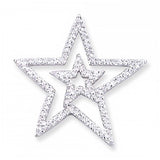 Sterling Silver Fancy Double Open Star Pendant with White CzAnd Pendant Dimensions of 32MMx34.93MM