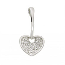 Load image into Gallery viewer, Sterling Silver Dangling Micro Pave Heart Pendant with Pendant Dimensions of 14MMx25.4MM