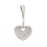 Sterling Silver Dangling Micro Pave Heart Pendant with Pendant Dimensions of 14MMx25.4MM