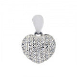 Sterling Silver Micro Pave Clear Cz Heart Pendant with Pendant Dimensions of 13MMx19.05MM