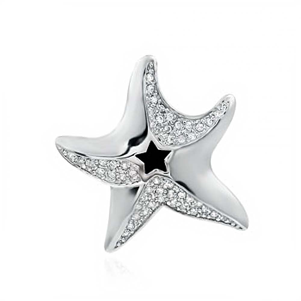 Sterling Silver Fancy Starfish Pendant with CzAnd Pendant Dimensions of 28MMx31.75MM