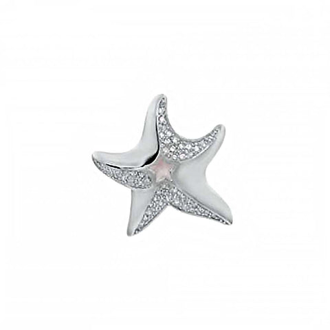 Sterling Silver Fancy Starfish Pendant with Natural Rose QuartzAnd Pendant Dimensions of 28MMx31.75MM