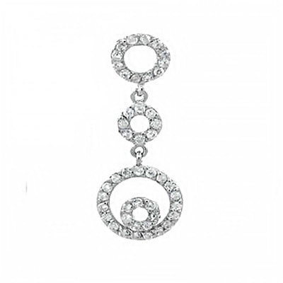 Sterling Silver Fancy Fashion Pendant with White CzAnd Pendant Dimensions of 12.7MMx31.75MM