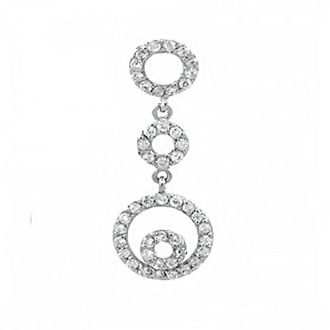 Sterling Silver Fancy Fashion Pendant with White CzAnd Pendant Dimensions of 12.7MMx31.75MM