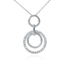 Load image into Gallery viewer, Sterling Silver Stylish Double Circle Pendant with White CzAnd Pendant Dimensions of 22MMx1.19MM