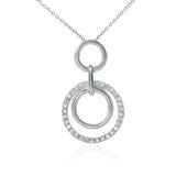 Sterling Silver Stylish Double Circle Pendant with White CzAnd Pendant Dimensions of 22MMx1.19MM