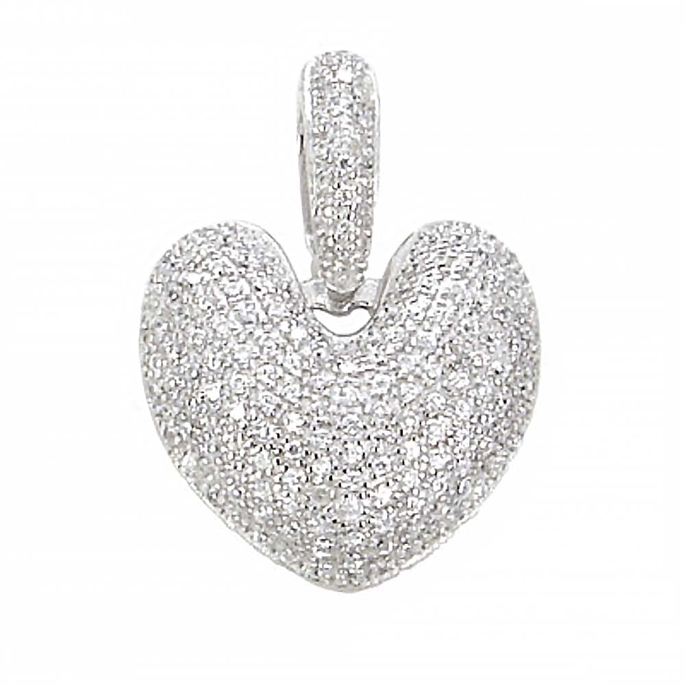 Sterling Silver Hollow Micro Pave Heart Pendant with Multi Heart Design at the backAnd Pendant Dimensions of 19MMx25.4MM