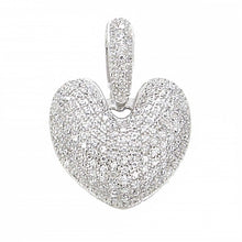 Load image into Gallery viewer, Sterling Silver Hollow Micro Pave Heart Pendant with Multi Heart Design at the backAnd Pendant Dimensions of 19MMx25.4MM