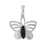 Sterling Silver Stylish Butterfly Pendant with Black and White CzAnd Pendant Dimensions of 25.4MMx25.4MM