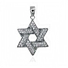 Load image into Gallery viewer, Sterling Silver Fancy Star of David Pendant with White CzAnd Pendant Dimensions of 635MMx38.1MM