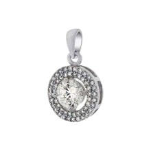 Load image into Gallery viewer, Sterling Silver Fancy Micro Pave Round Pendant with Clear 6MM Cz in the MiddleAnd Pendant Dimensions of 12MMx12MM