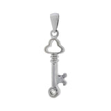 Sterling Silver Stylish Key Pendant with 3MM Clear CzAnd Pendant Dimensions of 9MMx40.64MM