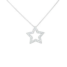 Load image into Gallery viewer, Sterling Silver Open Star Pendant with White CzAnd Pendant Dimensions of 22.23MMx22.23MM