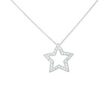 Sterling Silver Open Star Pendant with White CzAnd Pendant Dimensions of 22.23MMx22.23MM