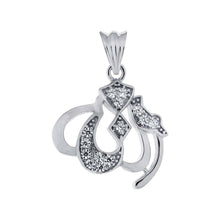 Load image into Gallery viewer, Sterling Silver Stylish Allah Pendant with Clear CzAnd Pendant Dimensions of 19MMx25.4MM