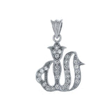 Sterling Silver Fashionable Allah Pendant with Clear CzAnd Pendant Dimensions of 19MMx25.4MM