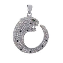 Load image into Gallery viewer, Sterling Silver Fancy Pave Cz Panther Pendant with Pendant Dimensions of 26MMx34.93MM