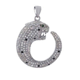 Sterling Silver Fancy Pave Cz Panther Pendant with Pendant Dimensions of 26MMx34.93MM