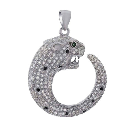 Sterling Silver Fancy Pave Cz Panther Pendant with Pendant Dimensions of 26MMx34.93MM