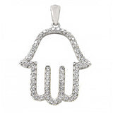 Sterling Silver Fancy Hand of God Pendant with Clear CzAnd Pendant Dimensions of 21MMx28.58MM