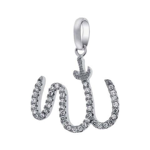 Sterling Silver Fancy Allah Pendant with Clear CzAnd Pendant Dimensions of 19MMx25.4MM