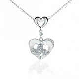 Sterling Silver Fancy Dangling Hearts Pendant with Two Pave Hearts DesignAnd Pendant Dimensions of 19MMx31.75MM