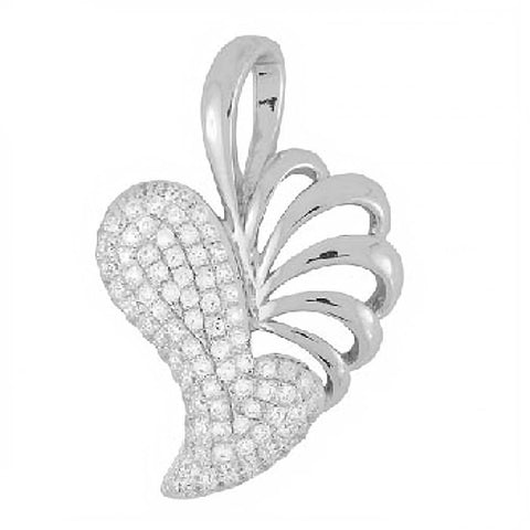 Sterling Silver Fancy Heart Pendant Embedded with Micro Pave Clear Cz StonesAnd Pendant Dimensions of 17MMx28.58MM