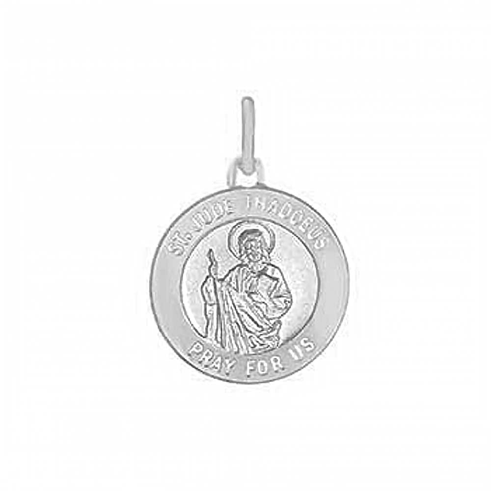 Sterling Silver Italian St. Jude Thaddeus Pendant with Pendant Dimensions of 19.05MMx25.4MM
