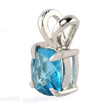 Load image into Gallery viewer, Sterling Silver Stylish Aquamarine Round Cz Pendant with Pendant Dimensions of 8MMx12.7MM