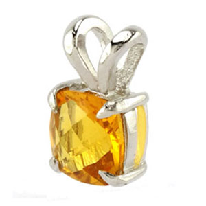 Sterling Silver Stylish Yelow Round Cz Pendant with Pendant Dimensions of 8MMx12.7MM