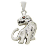 Sterling Silver Stylish Panther Pendant with Red Cz EyeAnd Pendant Dimensions of 12.5MMx22.23MM