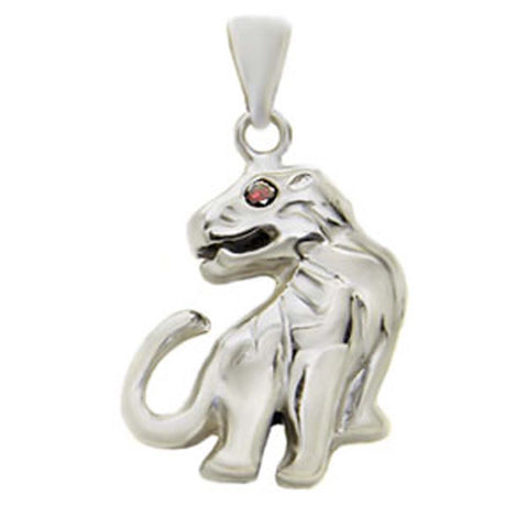 Sterling Silver Stylish Panther Pendant with Red Cz EyeAnd Pendant Dimensions of 12.5MMx22.23MM