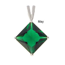 Load image into Gallery viewer, Sterling Silver Princess Cut Emerald Cz Solitaire Pendant with Pendant Diameter of 7MM