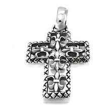 Load image into Gallery viewer, Sterling Silver Fancy Oxidized Fleur De Liss Cross Charm with Pendant Dimensions of 28MMx47.63MM