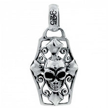 Load image into Gallery viewer, Sterling Silver High Polished Centered Skull with Swirl Design PendantAnd Pendant Dimensions of 26MMx50.8MM