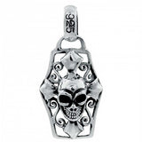 Sterling Silver High Polished Centered Skull with Swirl Design PendantAnd Pendant Dimensions of 26MMx50.8MM