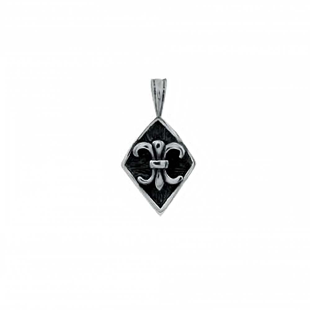 Sterling Silver Stylish High Polished Black Oxidized Fleur De Liz Pendant with Pendant Dimensions of 16MMx25.4MM