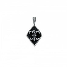 Load image into Gallery viewer, Sterling Silver Stylish High Polished Black Oxidized Fleur De Liz Pendant with Pendant Dimensions of 16MMx25.4MM