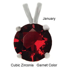 Load image into Gallery viewer, Sterling Silver Round Cut Garnet Cz Solitaire Pendant with Pendant Diameter of 7MM