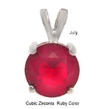 Load image into Gallery viewer, Sterling Silver Round Cut Ruby Cz Solitaire Pendant with Pendant Diameter of 7MM