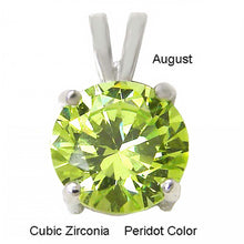 Load image into Gallery viewer, Sterling Silver Round Cut Peridot Cz Solitaire Pendant with Pendant Diameter of 7MM